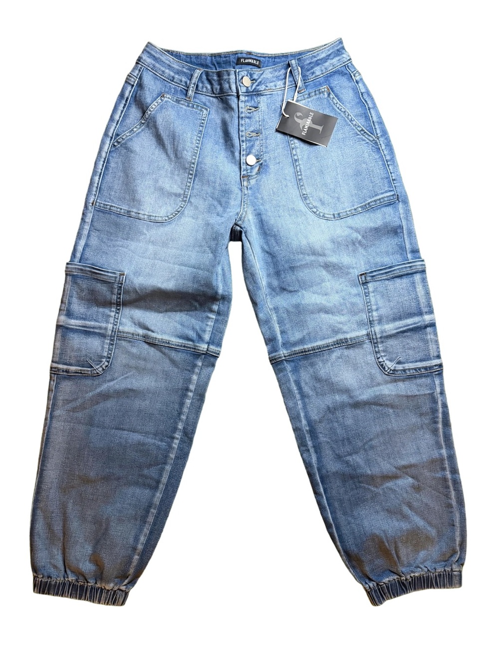 Flamingales light blue cargo joggers size medium